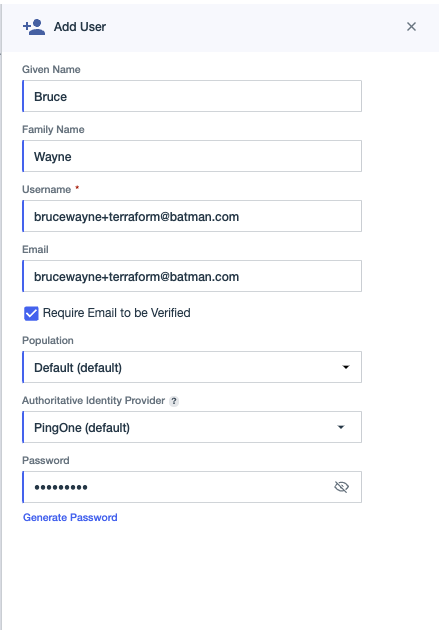 PingOne Administration Console, Add DaVinci user