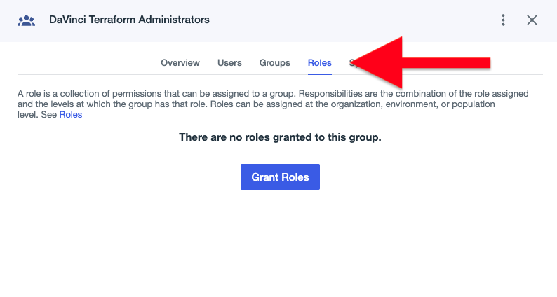 PingOne Administration Console, Group Role Settings