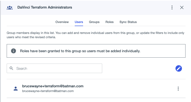 PingOne Administration Console, User assigned to group